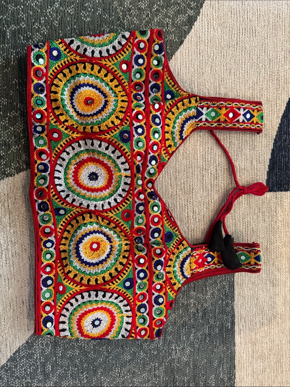 Colorful Embroidered Kids One-Piece Top - Red Multi